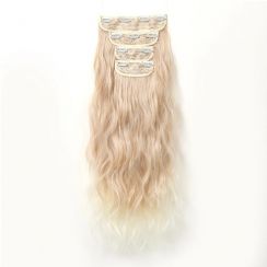 2Pcs Womens Blonde Casual Long Curly Hair Wig Clip In