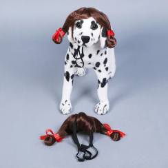 10 Pcs Short Curly Pet Dog Wig For Cosplay Halloween Costume Fancy Dress